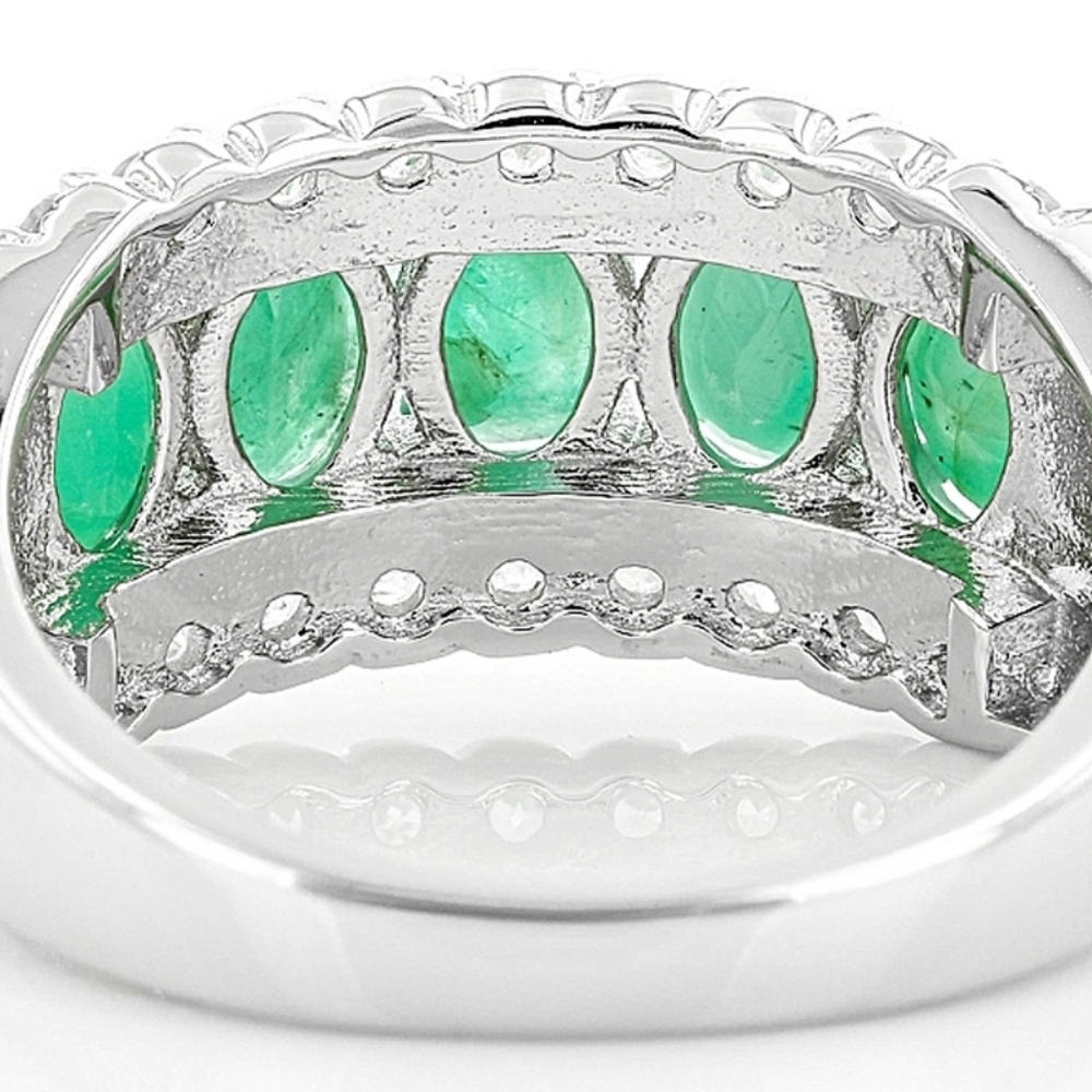Genuine Earth-mined Emerald & Sterling Silver Ring Sz 7.5! - Picture 5 of 7